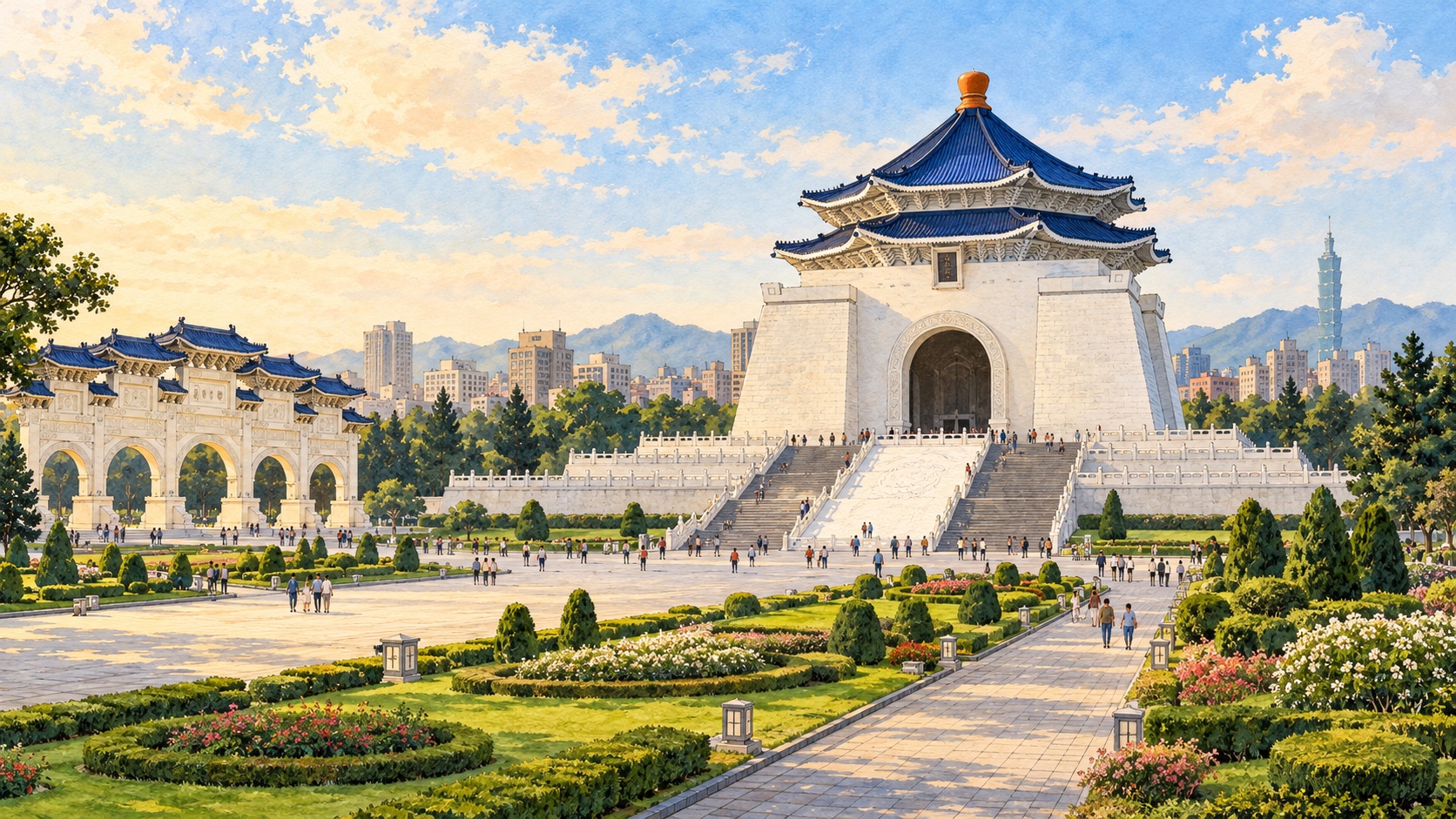 中正紀念堂/自由廣場 Chiang Kai-shek Memorial Hall & Liberty Square 插畫 illustration