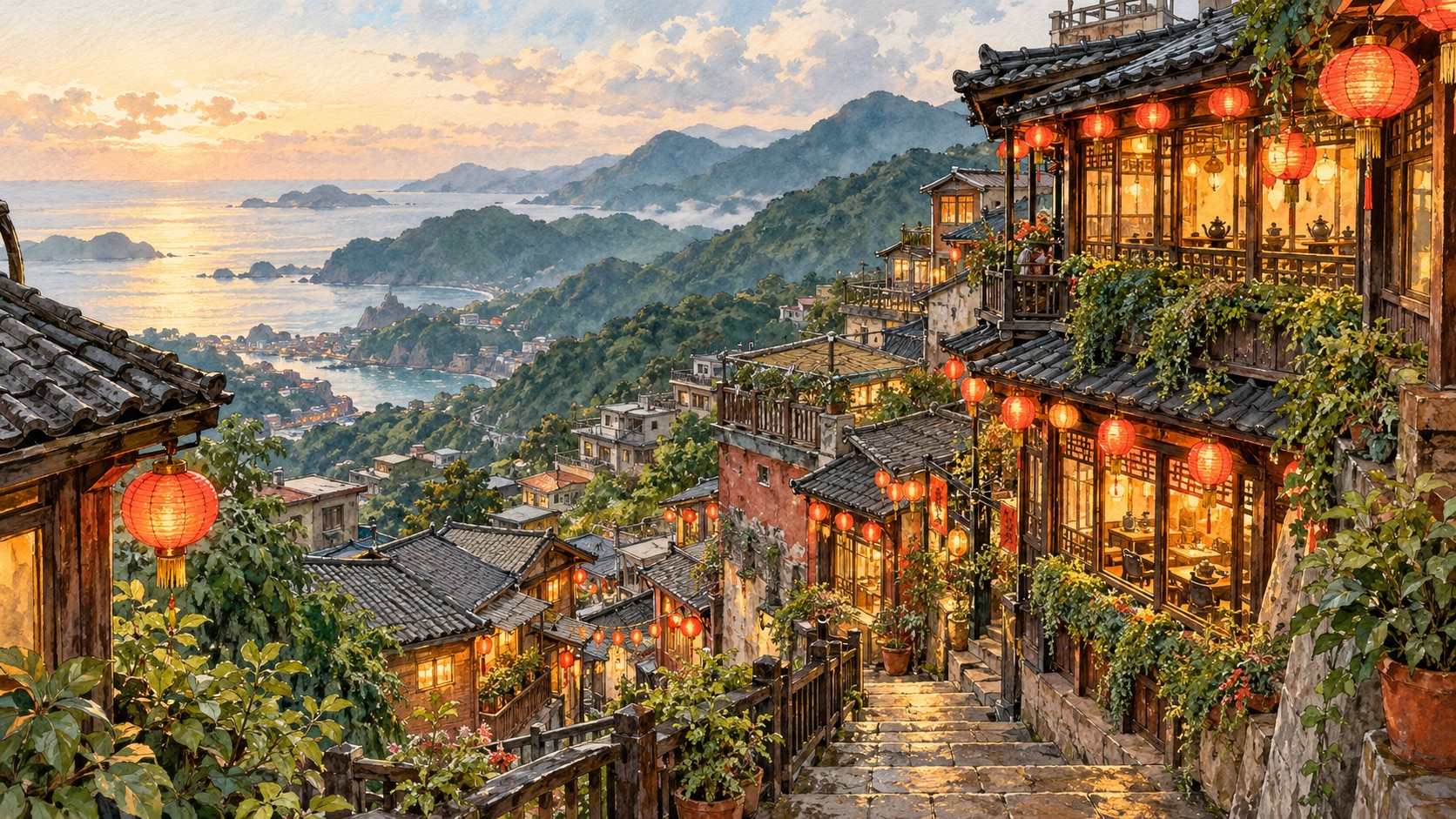 九份老街 Jiufen Old Street 插畫 illustration