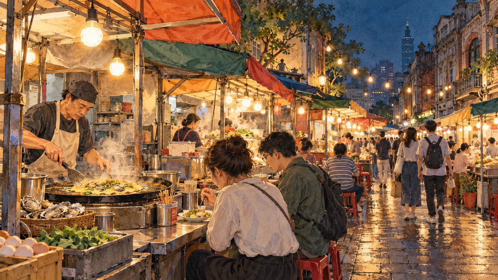 寧夏夜市 Ningxia Night Market 插畫 illustration