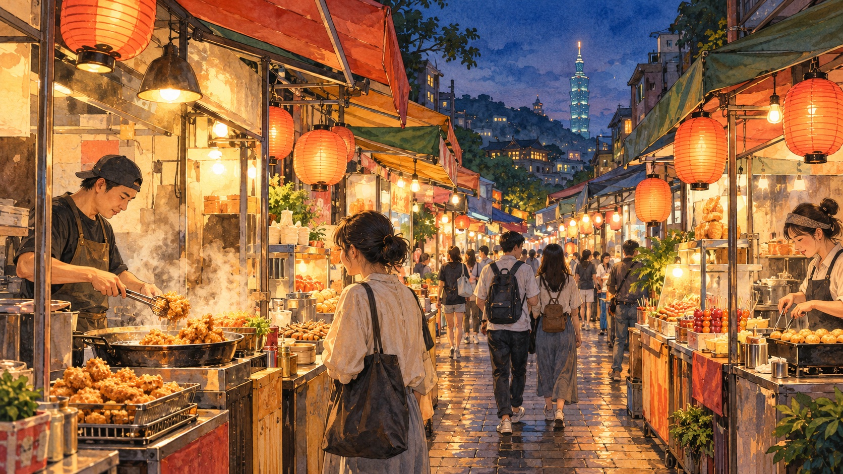 士林夜市 Shilin Night Market 插畫 illustration
