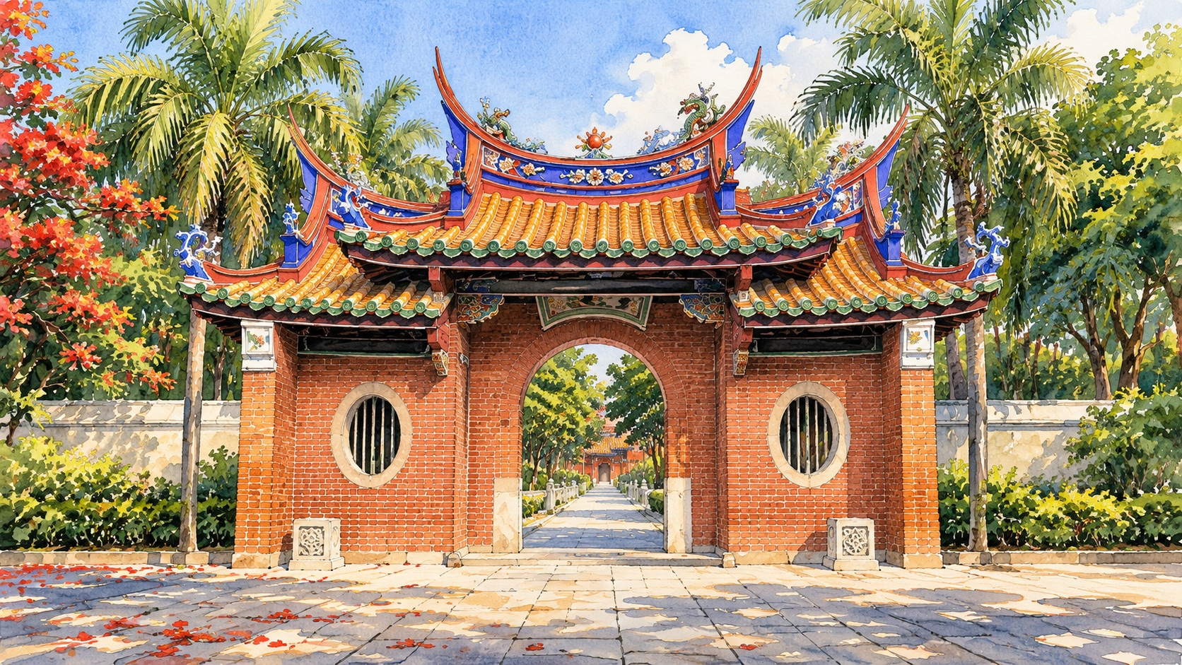 臺北孔廟 Taipei Confucius Temple 插畫 illustration