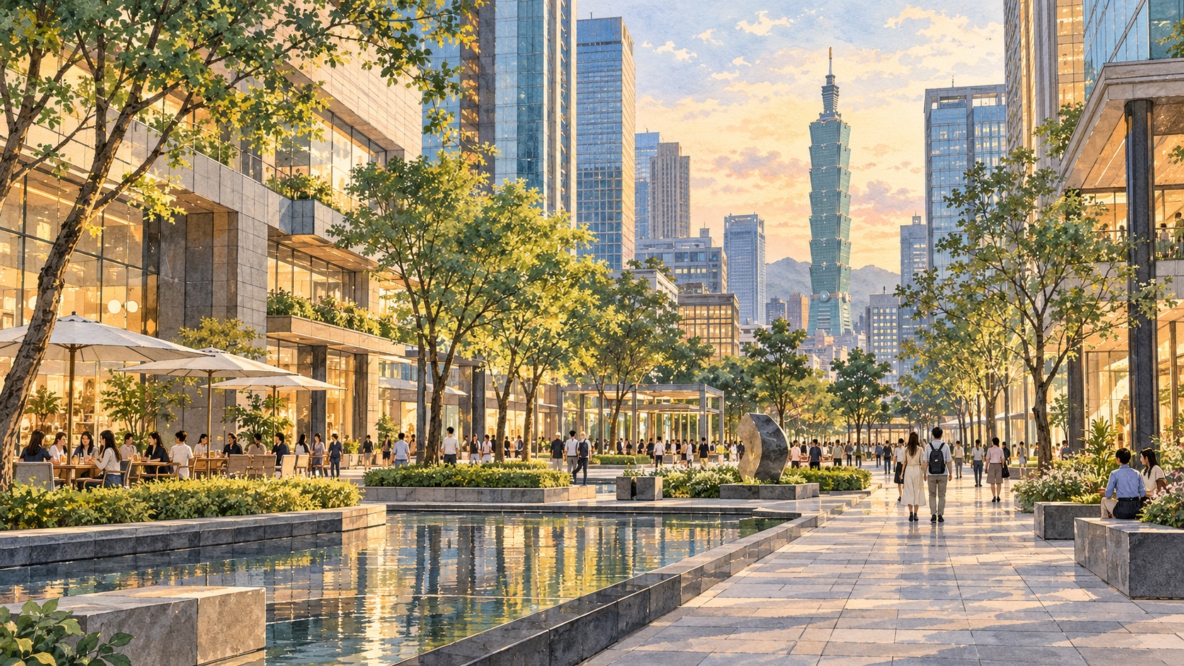 信義商圈 Xinyi Shopping District 插畫 illustration